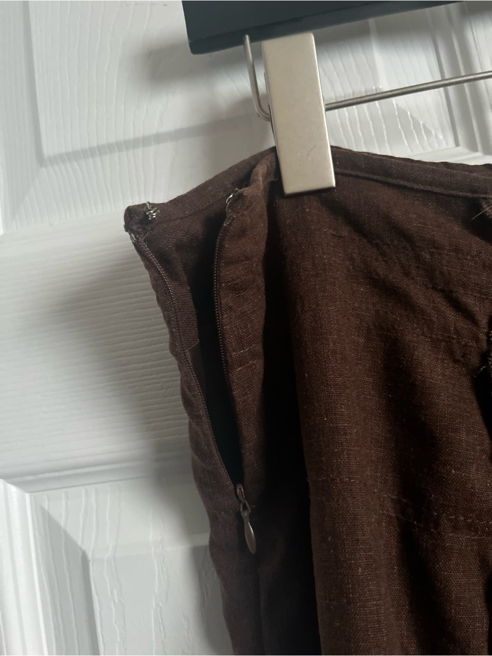 Y2K Sara Isabella Linen Blend Skirt Brown 8 Medium Pintuck Pleated Midi Vintage - Picture 4 of 5